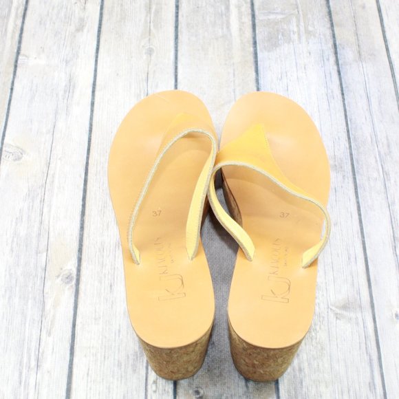 K. Jacoves Wedge Thong Heels Sandals Size 37 - Picture 7 of 10